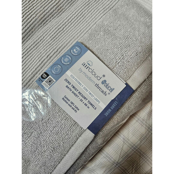 NWT Modern Threads 2-Pack Air Cloud Oversized Resort Bath Towels, Soft Gray - Picture 3 of 11